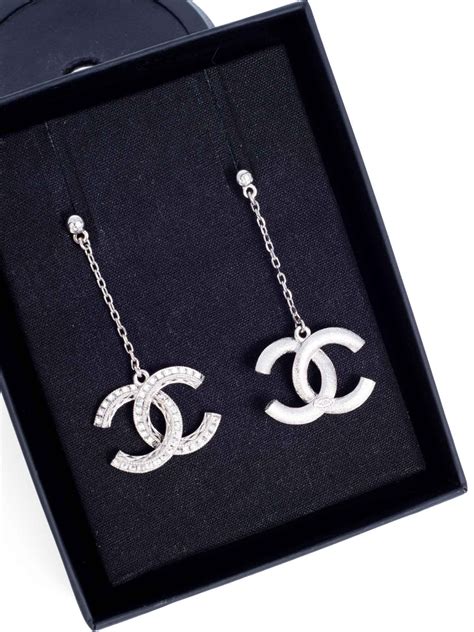 chanel swarovski crystal logo earrings|large Swarovski crystal chandelier earrings.